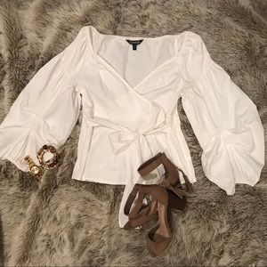 Express White Bell Sleeve Top